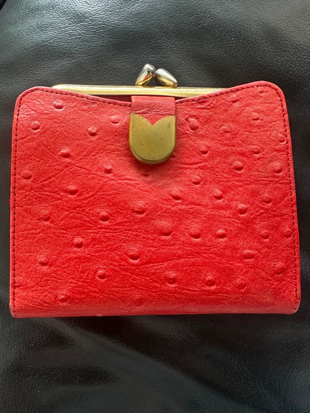 Vintage Red Ostrich Coin Purse